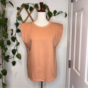 BOHME Orange Oversized Shoulder Pad Muscle Tee